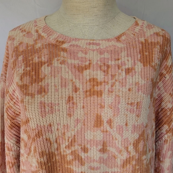525 Sweater Shaker Knit Crew Neck Pullover Boxy Fit 100% Cotton Peach Pink L EUC - Picture 2 of 10